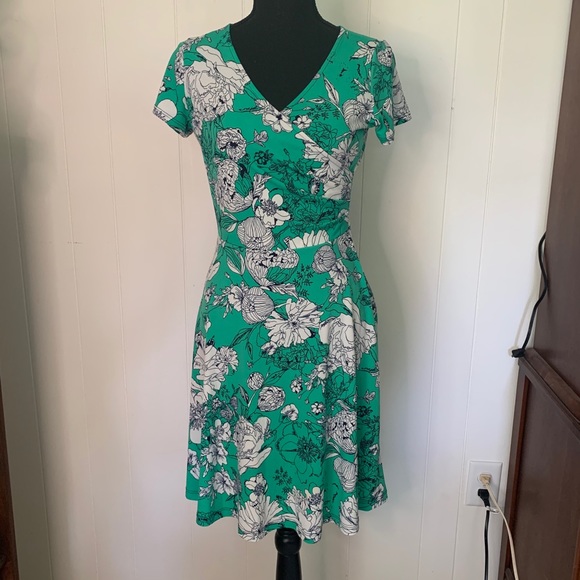 Solgee Floral Green Dress Small - Picture 3 of 8
